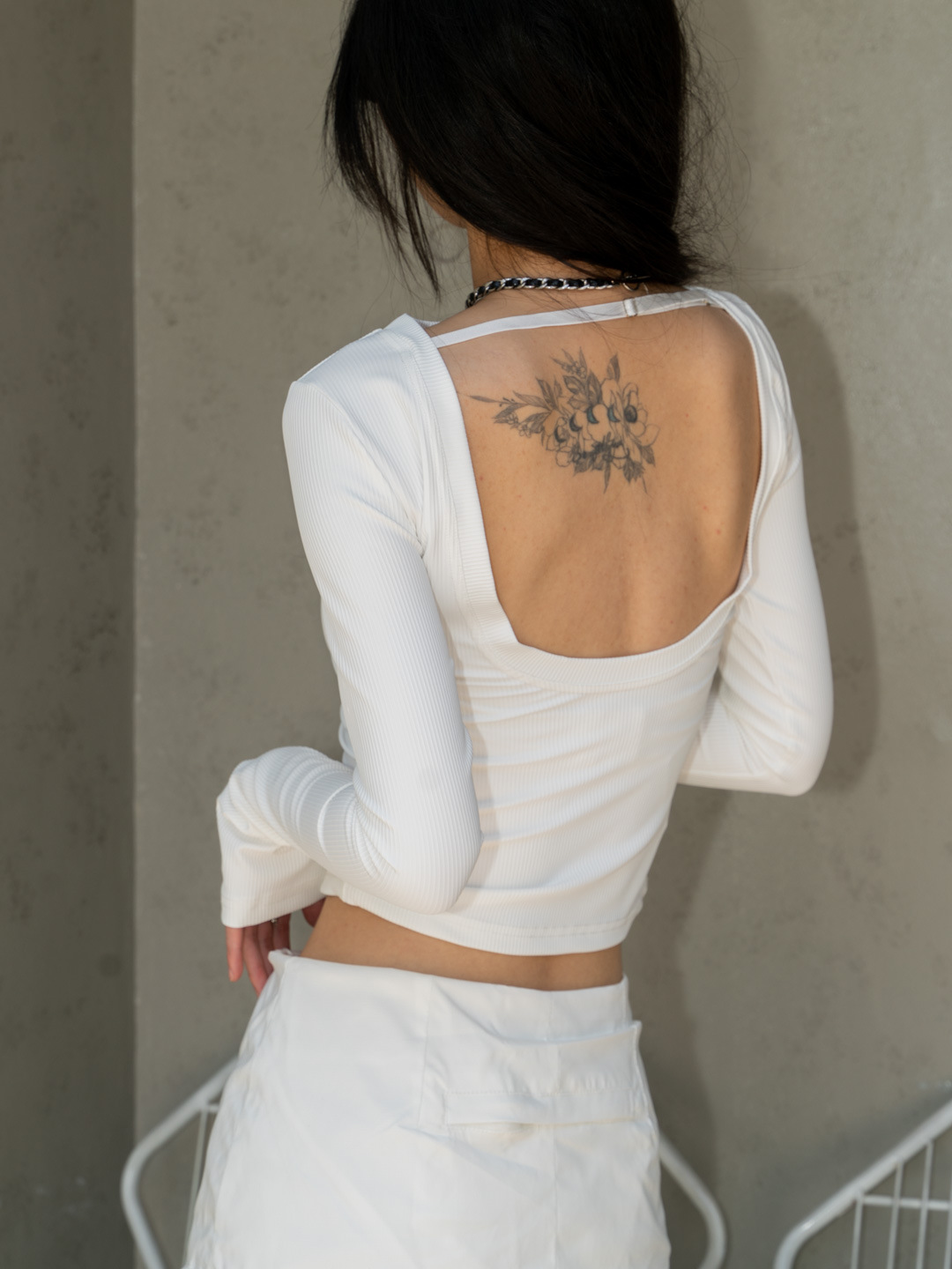Slim Thread Yoga Stretch Sexy T-shirt with Slim-fit Backless Long-sleeved Top Women's 3259