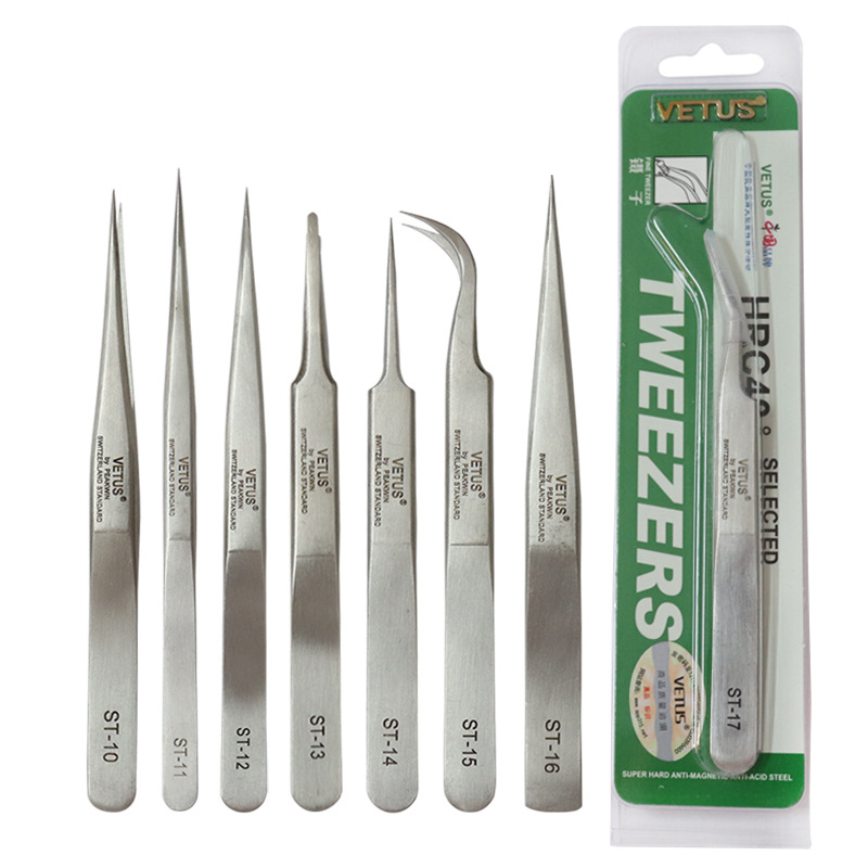 VETUS genuine goods stainless steel anti-static tweezers grafting eyelash high precision clip eyebrow eyelash tool
