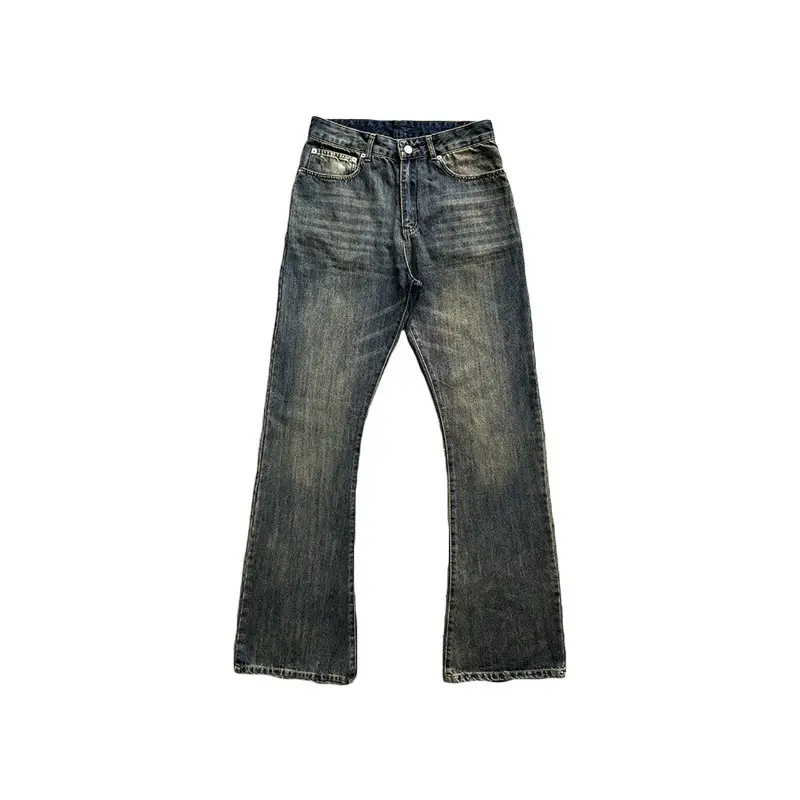 2023 Gaoding Fashion Week bootcut Slub Cotton Faded Mud Dyed Micro-flared Jeans American High Street Vintage