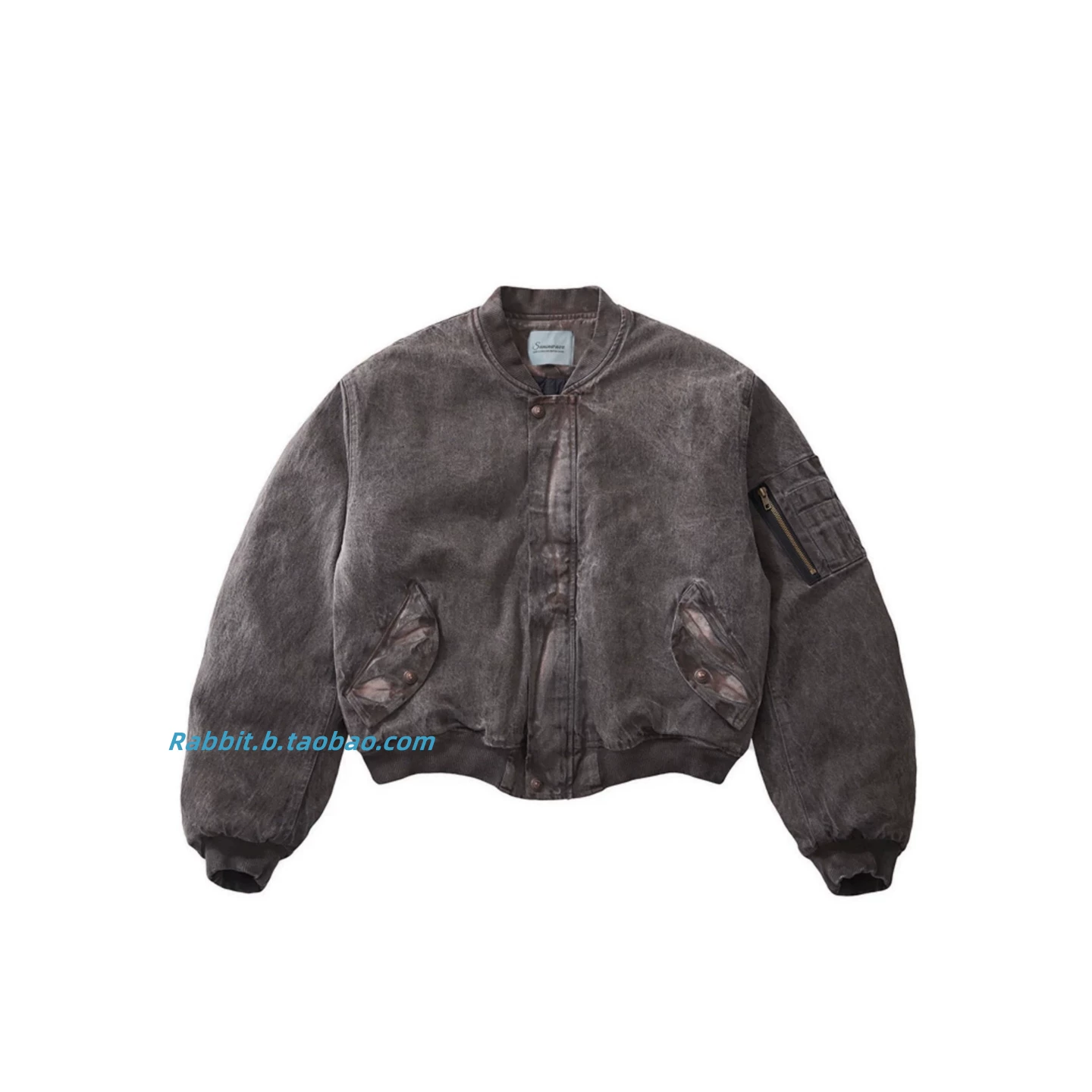 Rabbit. b SUNINWAV/25 Flame Grey Heavy duty Washed Cotton Fabric Loose Bomber Cotton Jacket