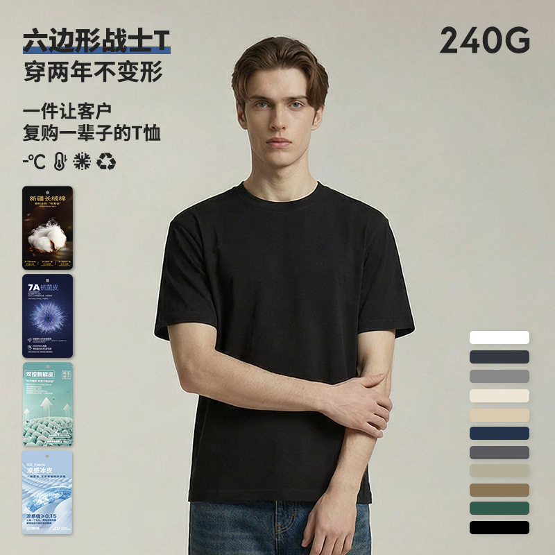 [Professional Customization] T-Shirt Oem Processing, Heavy-Duty Short Sleeves, Embroidery and Printing, Custom Designs from Your Own Artwork, Factory Direct Delivery