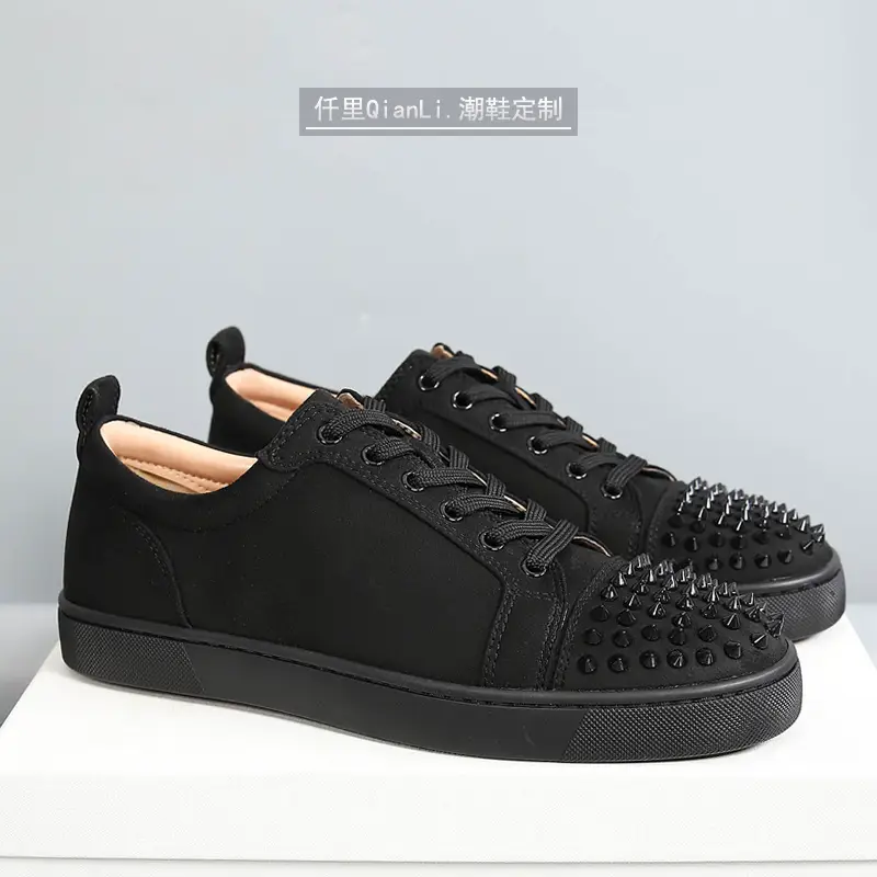 European Station Acl Red Sole Shoes for Men Casual Easiest for match Rivet Shoes Men's Low-Top Shoes Trendy Red Sole Rivet Sneakers Shoelace