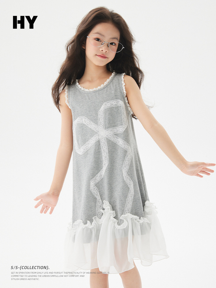 Girls' Lace Dress 2026 Summer New Style Kidsren's Korean Style Casual and Stylish Kidsren's Clothing for Older Kidsren Summer Dress