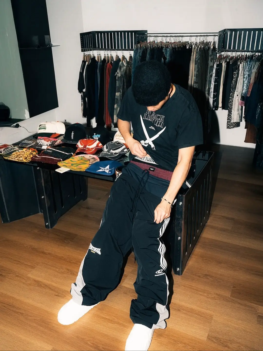 Protocol Index Three-Panel Spliced American-Style Loose Casual Nylon Striped Sweatpants, Same Style as Tarzzan