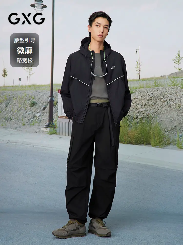 Gxg Men's Outdoor Hooded Work Clothing Reflective Windproof Minimalist Casual jacket Outwear 25 Spring New Product