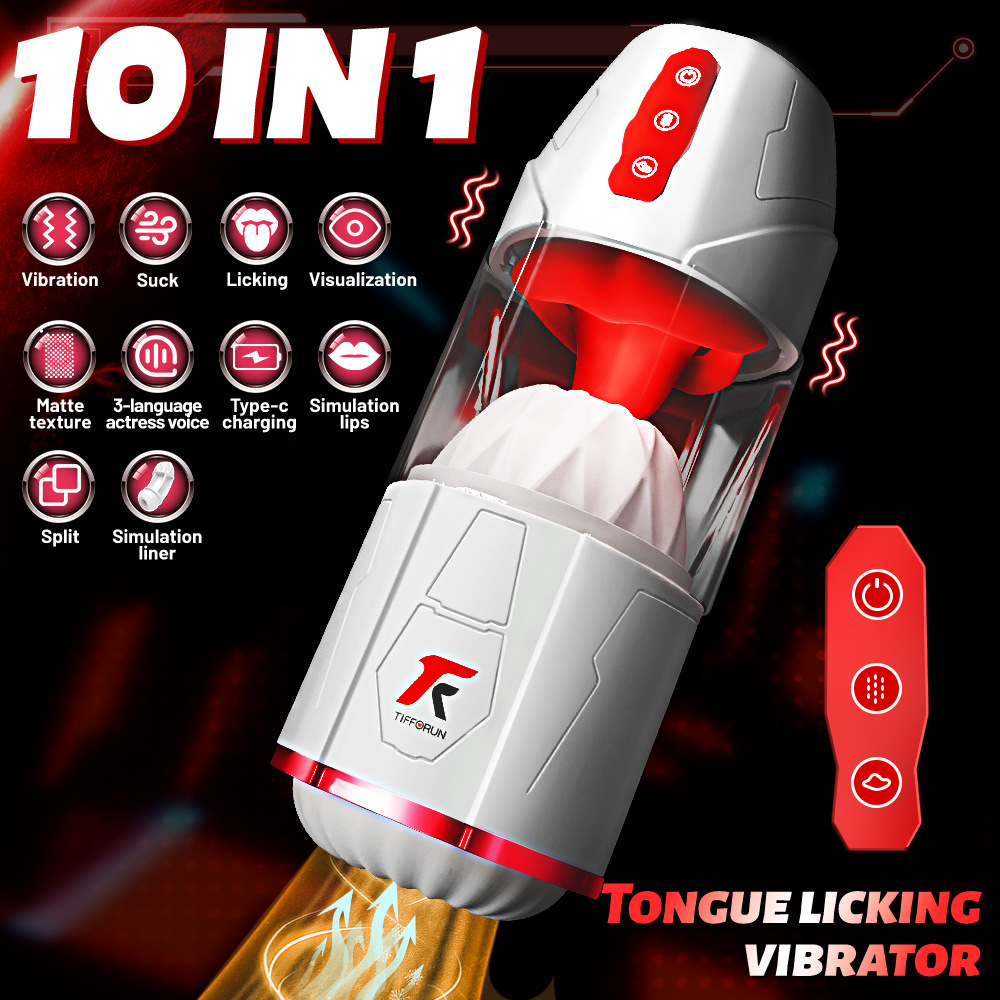 Tifurong Cross-Border Tongue Licking Electric Fully Automatic Vibrating Sucking Male Masturbation Device Adult Products Wholesale