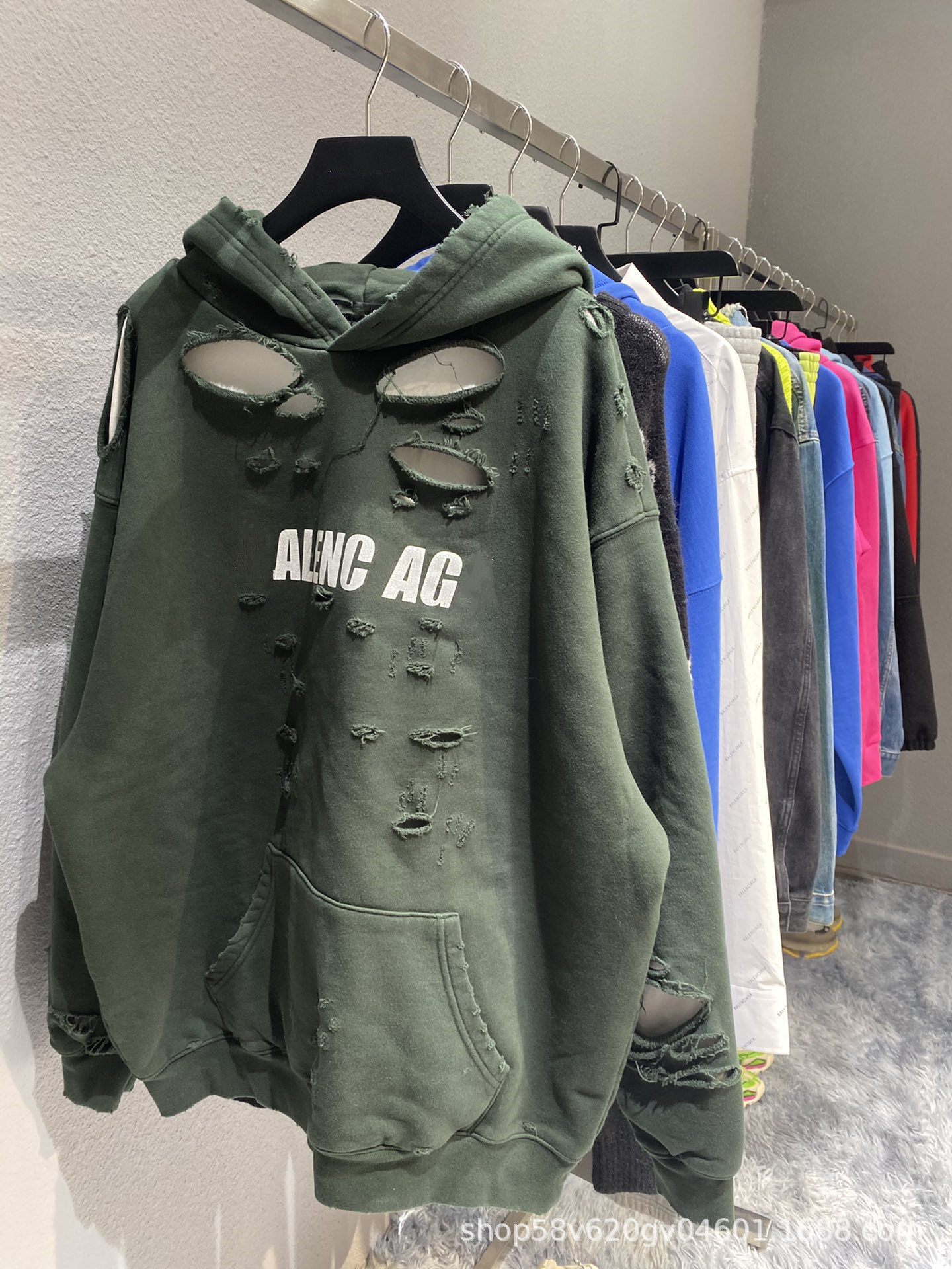 High quality B home art ripped hoodie ins Paris heavy industry retro distressed men's and women's sweater trendy all-matching