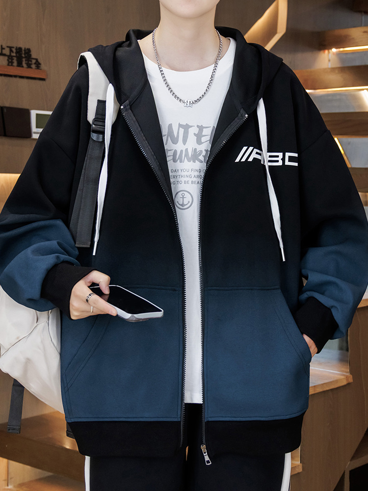 Sweatshirt Cardigan for Boys, Spring & Fall Style, Junior High School and High School Students, Trendyy and Handsome Teenagers, Men's Jackets and Tops