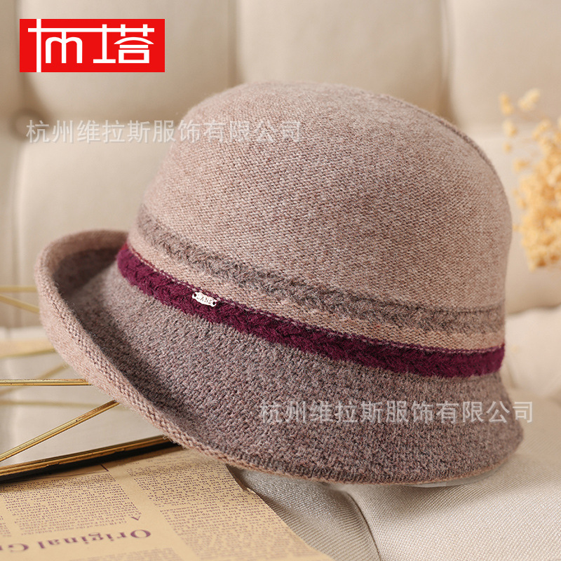 Buta Autumn and Winter Wool Hat Children Hepburn Pearl Hat Fashion Warm All-match Fisherman Hat 4PT8179