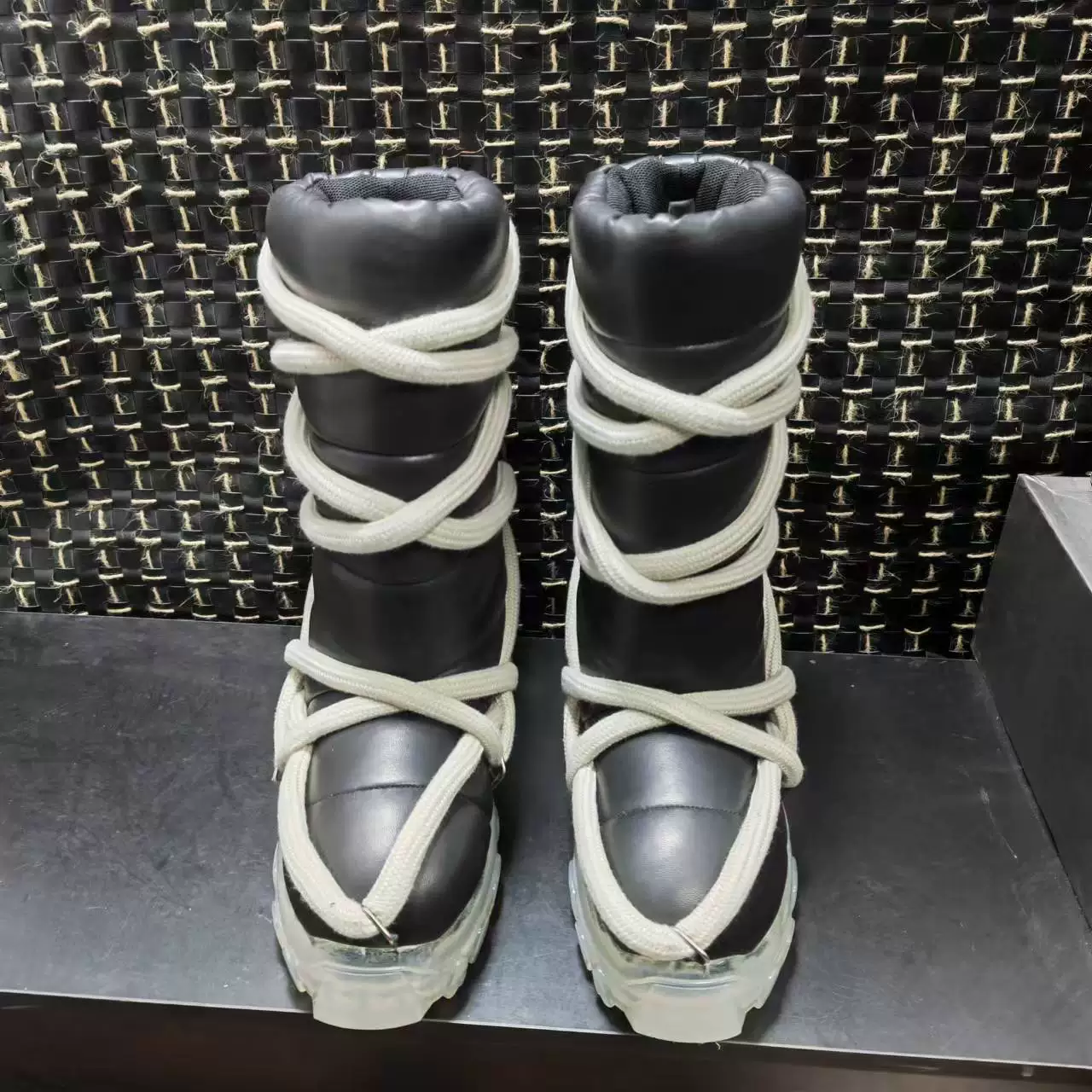 Top version RO Crazy Strap Mid tube Snow Boots Crystal Bottom Lamb Hair Octopus Fashion Photo Check in Fashion Boots Men