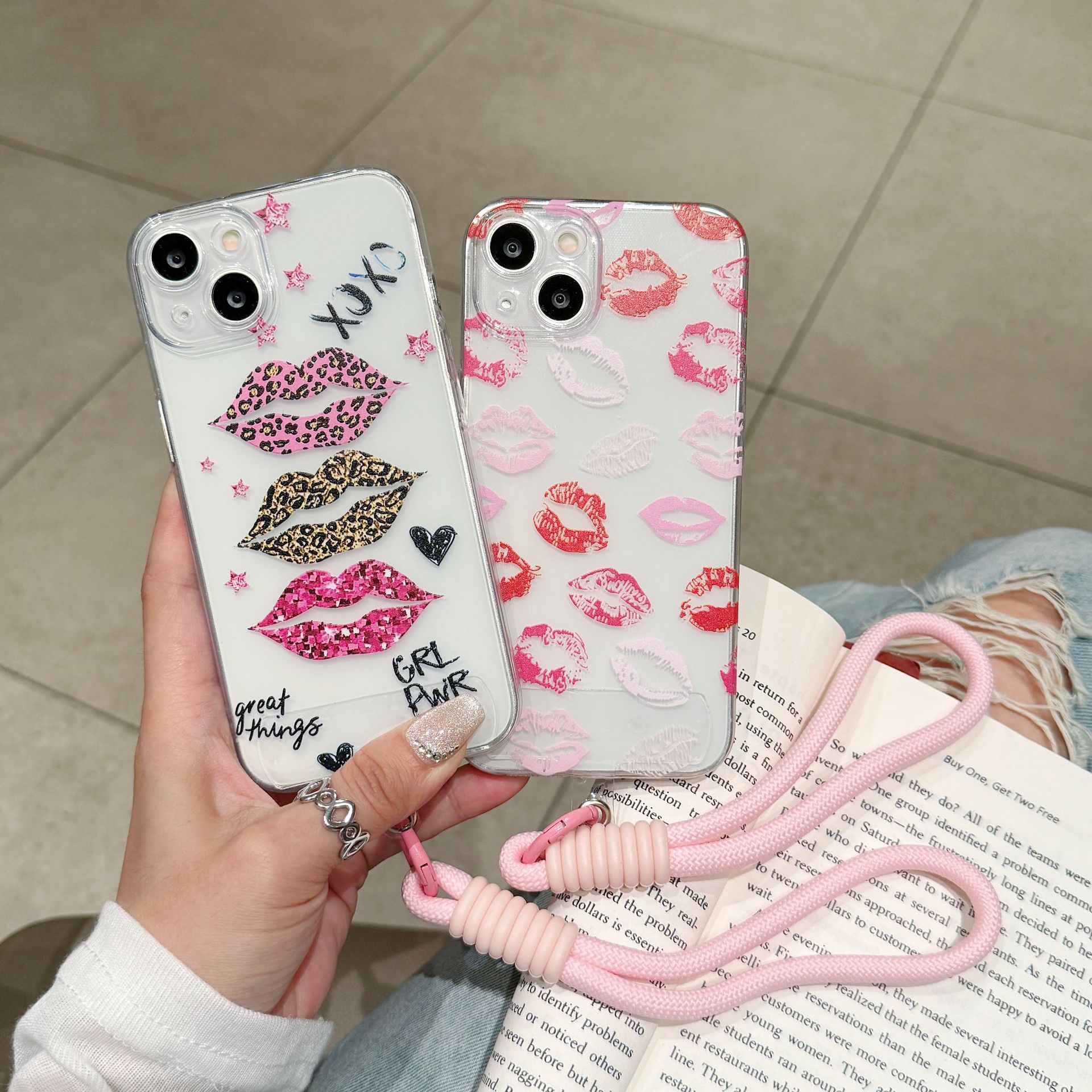 Color lip print for Apple 14 15pro phone case 13promax soft case 11 12 fine hole XSMAX xs
