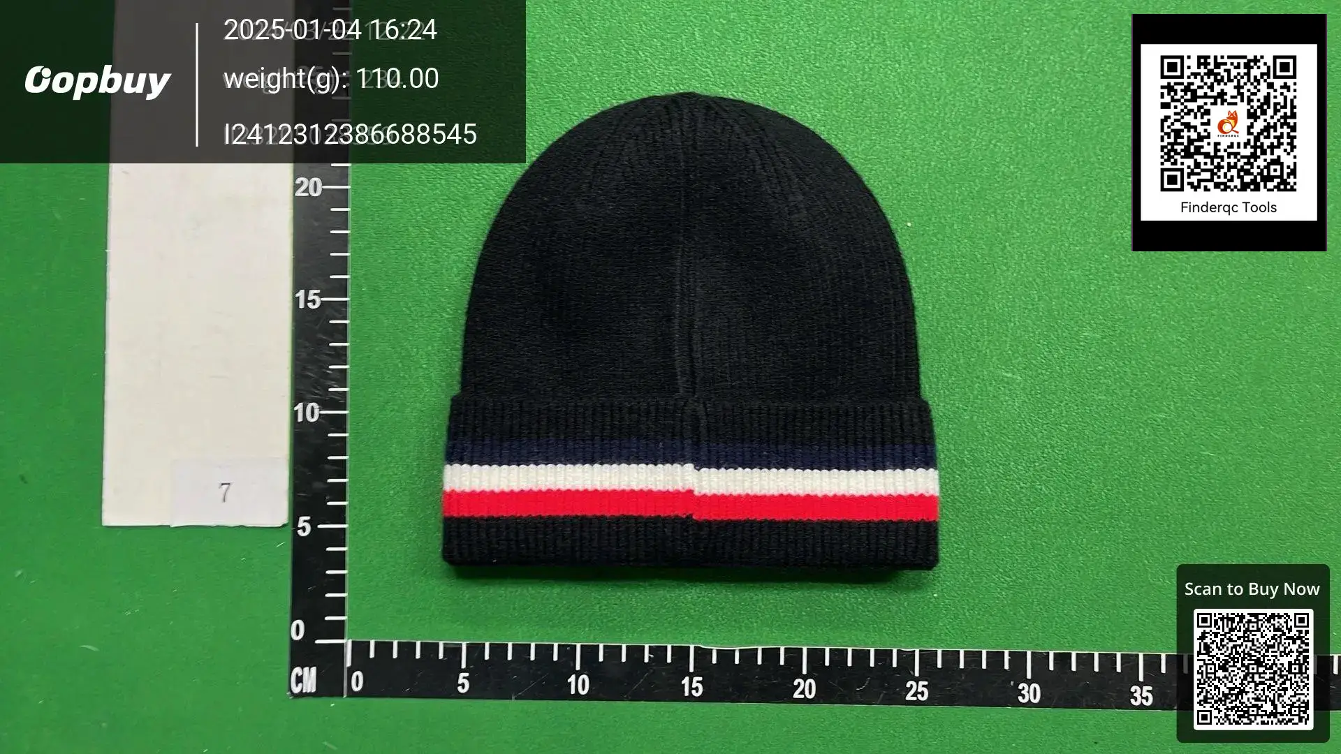 Black Beanie with Red White Blue Stripes