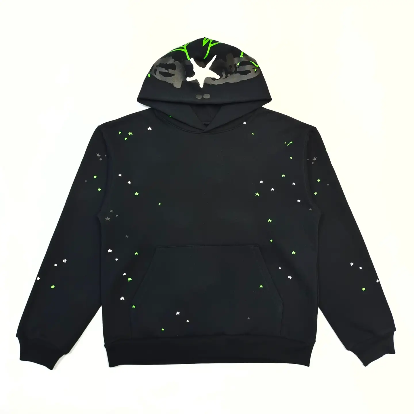 Sp5Der Green Mesh Letter Print Sweatshirt Hoodie High Street Jogger Pants Set