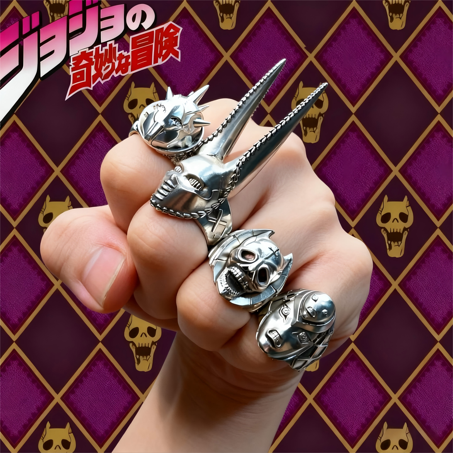 Jojo's Bizarre Adventure Ring Anime Peripheral Two-Dimensional Cosplay Accessory Titanium Steel Adjustable Collectible Gift QC-foto van TAOBAO op Qualit.ly