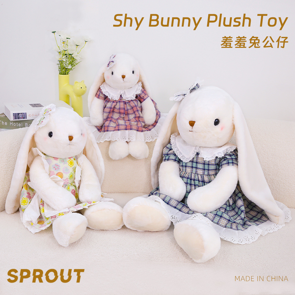 New Shy Rabbit Plush Toy Floral Lop-Eared Rabbit Doll Children's Comfort Toy Girls' Birthday Gift Wholesale
