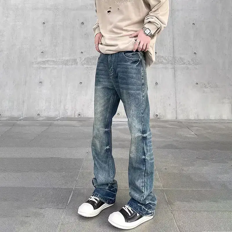 American Style Retro Washed Old Jeans Men's and Women's High Street Vibe Style All-Match Slimming Straight Trousers Trendy Brand
