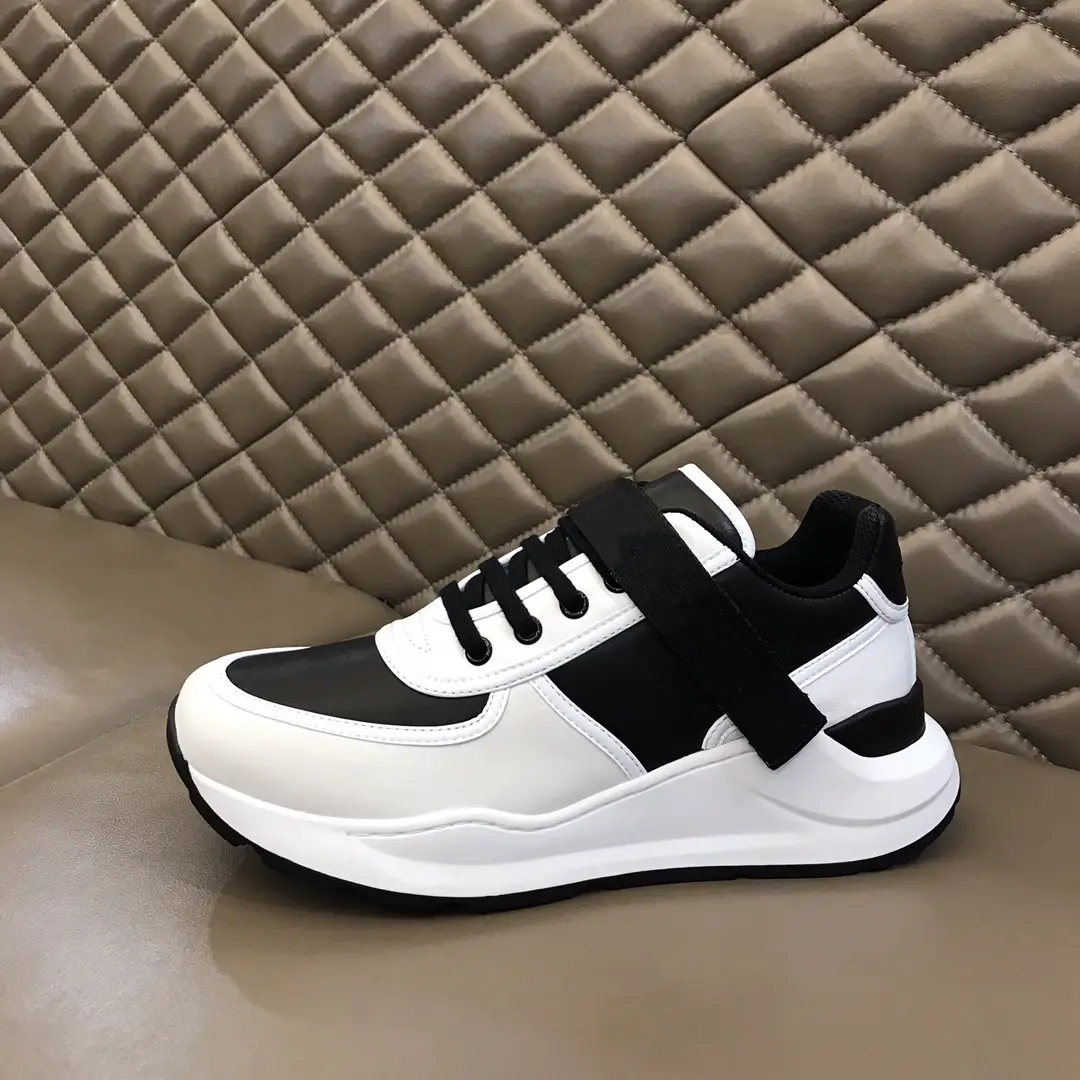 European Station Men's Shoes Fall and winter New arrival Trendy Low Ankle K-style Thick Sole Velcro Paid Leather Sneakers