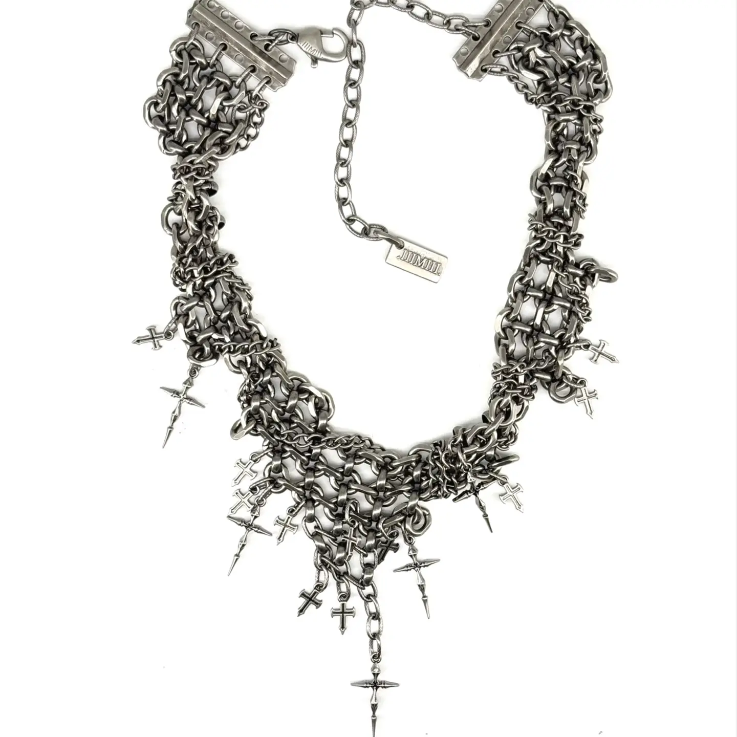 IIIMIII Erosion Metal Series Dark Cross Chain Irregular Stitching Necklace Chain-IIIMIII