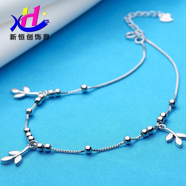 New S925 Sterling Silver Anklet Korean Fashion Trendy Women's Fashion All-match Silver Jewelry for Girlfriend's Birthday Lover Gift