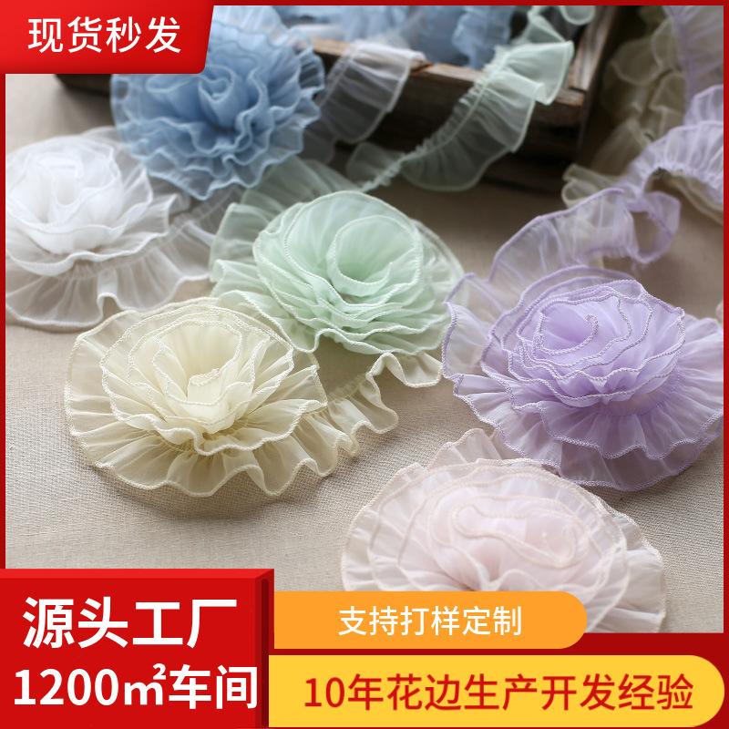 3cm super soft yarn pleated socks lace lace accessories Macaron color lace wood ear accessories