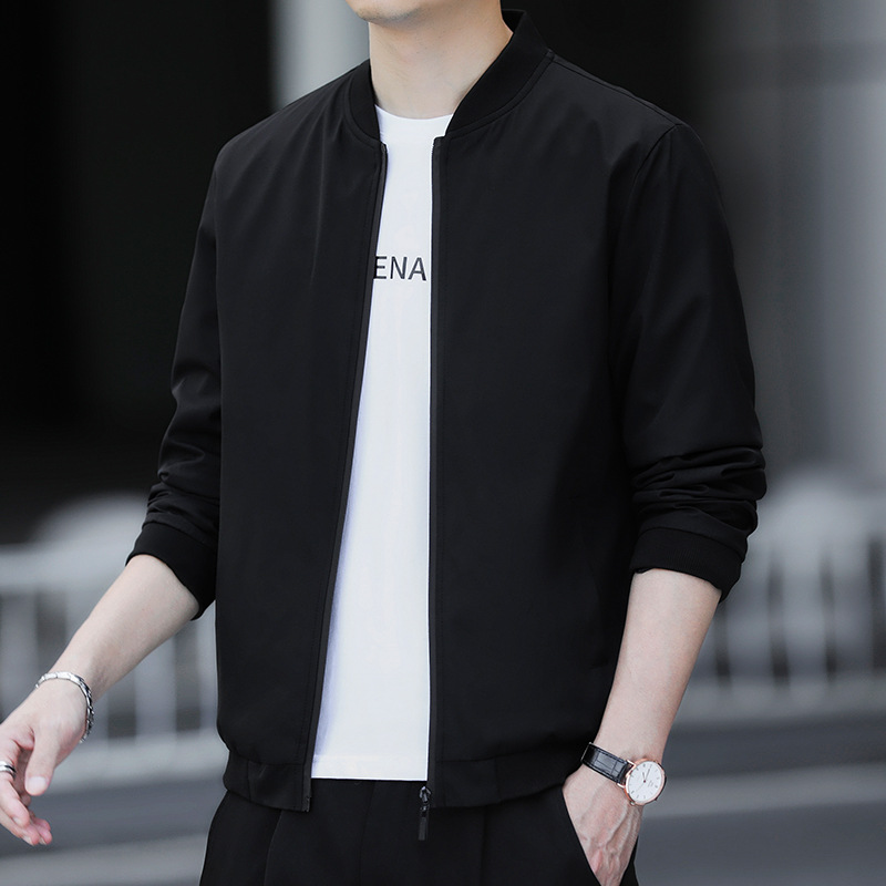 Men's Jacket Thin 2025 Spring and Autumn New Fashionable Youth Men's Baseball Collar Flying Suit Business Casual Jacket