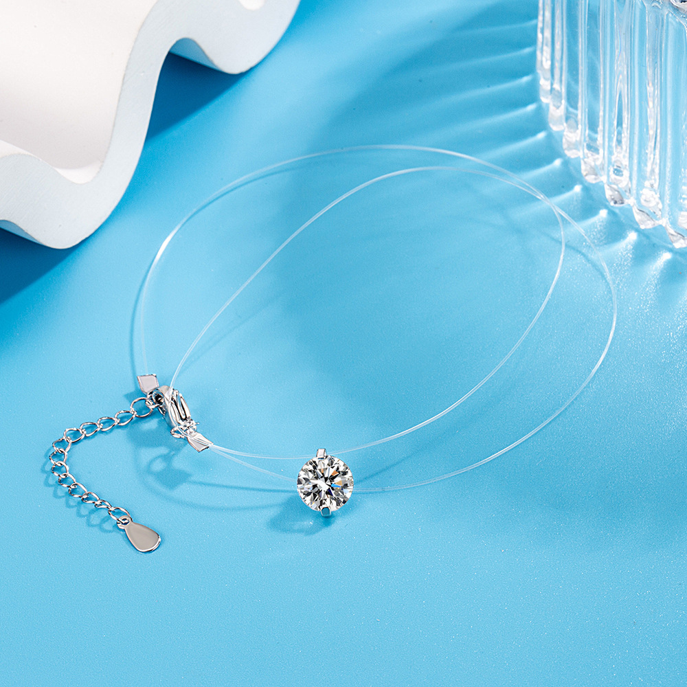 Mermaid's Tears Invisible Pendant Necklace Star Same Style Light Luxury Simple Japanese Style Sweet Girl's Distinctive Collarbone Chain