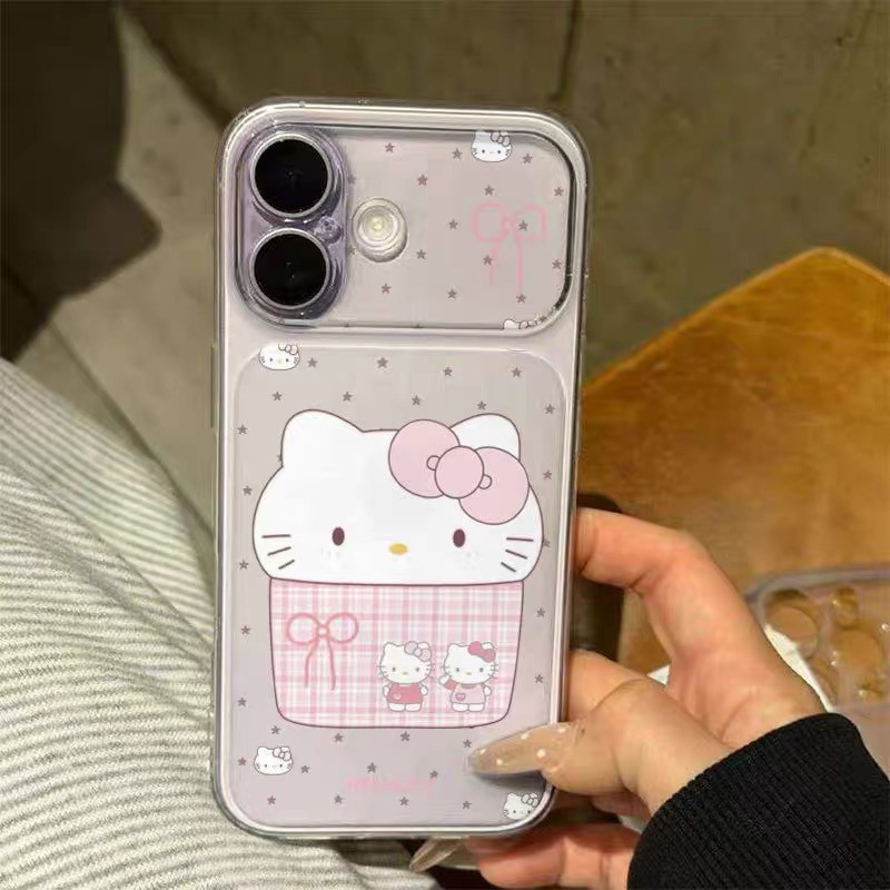 Polka Dot Hello Kitty Large Window Case Instantly Transforms into a 17-Inch Design, Suitable for Apple 17 Pro Max Phone Case 16 15 14 Pro Soft Case