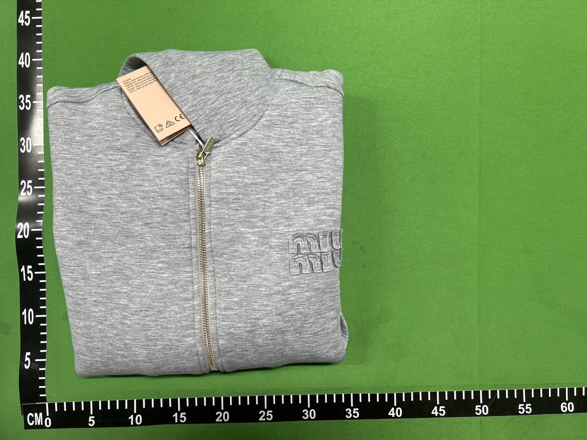 Miu Miu Grey Double Zipper Long Sleeved Top