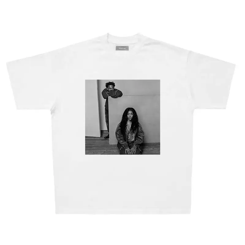 Kendrick Lamar&amp;Sza T-Shirt Luther American Casual Heavy Retro Street Niche Vintage