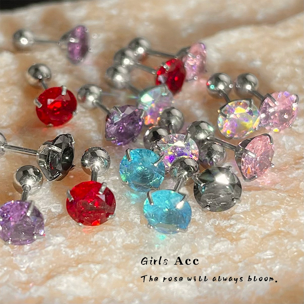 Flash Color Zircon Ear Bone Nail Fashion Personality Sweet Cool Style Free Earring Nail 304 Stainless Steel Spiral Ear Nail