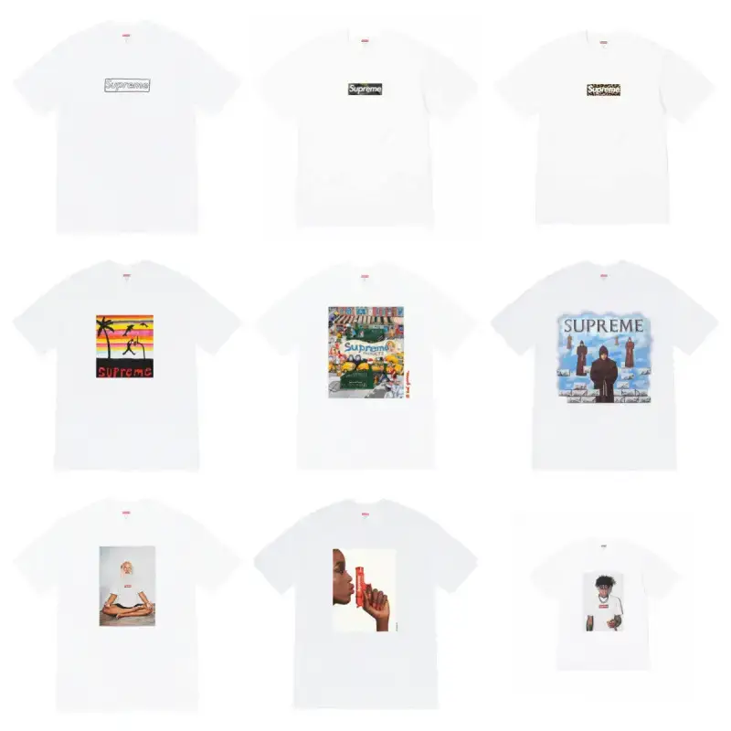 Cross-Border American Fashion Original Sup Funny Graffiti Letter Box Classic Printed Short-Sleeved T-Shirt Street American Fashion Brand