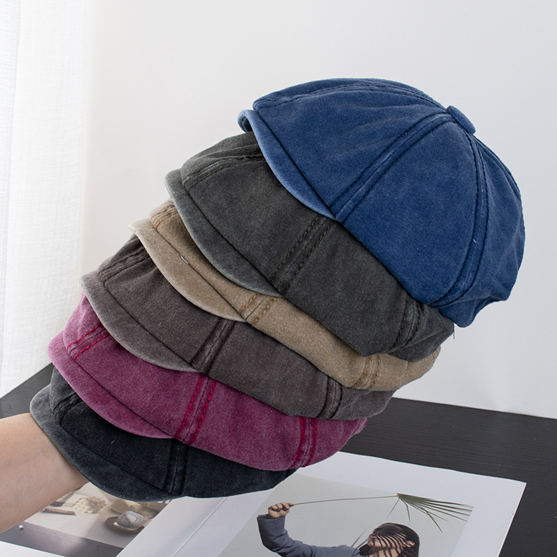 Washed Cotton Paintsman Hat Children's Fashion All-match Face Small Elegant Staggedness Octagonal Hat Japanese Style Forward Hat Men's Fashion