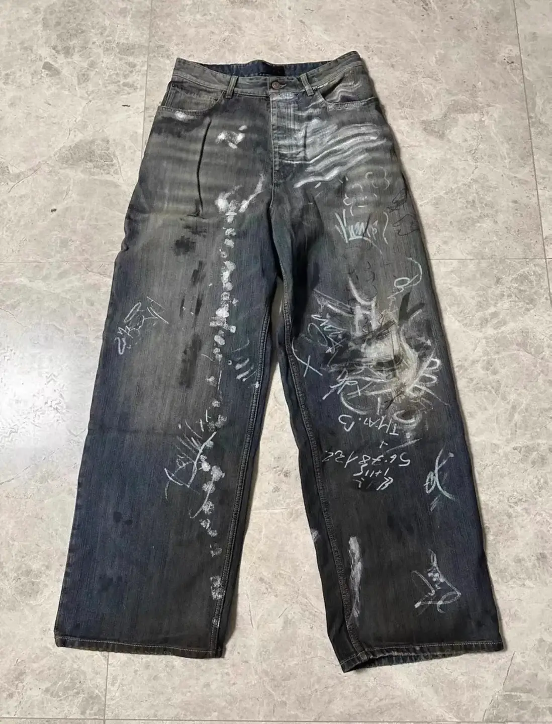 Graffiti Wide Leg Jeans