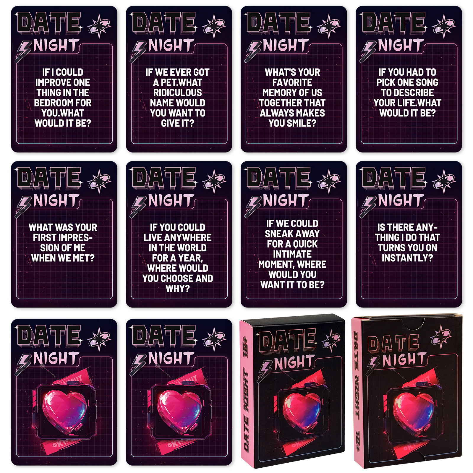 Cross-Border Direct Purchase from Shopee: 50 Interactive Cards for Couples, Theme of Date Night for Husband and Wife, Heartwarming and Sweet Game Cards