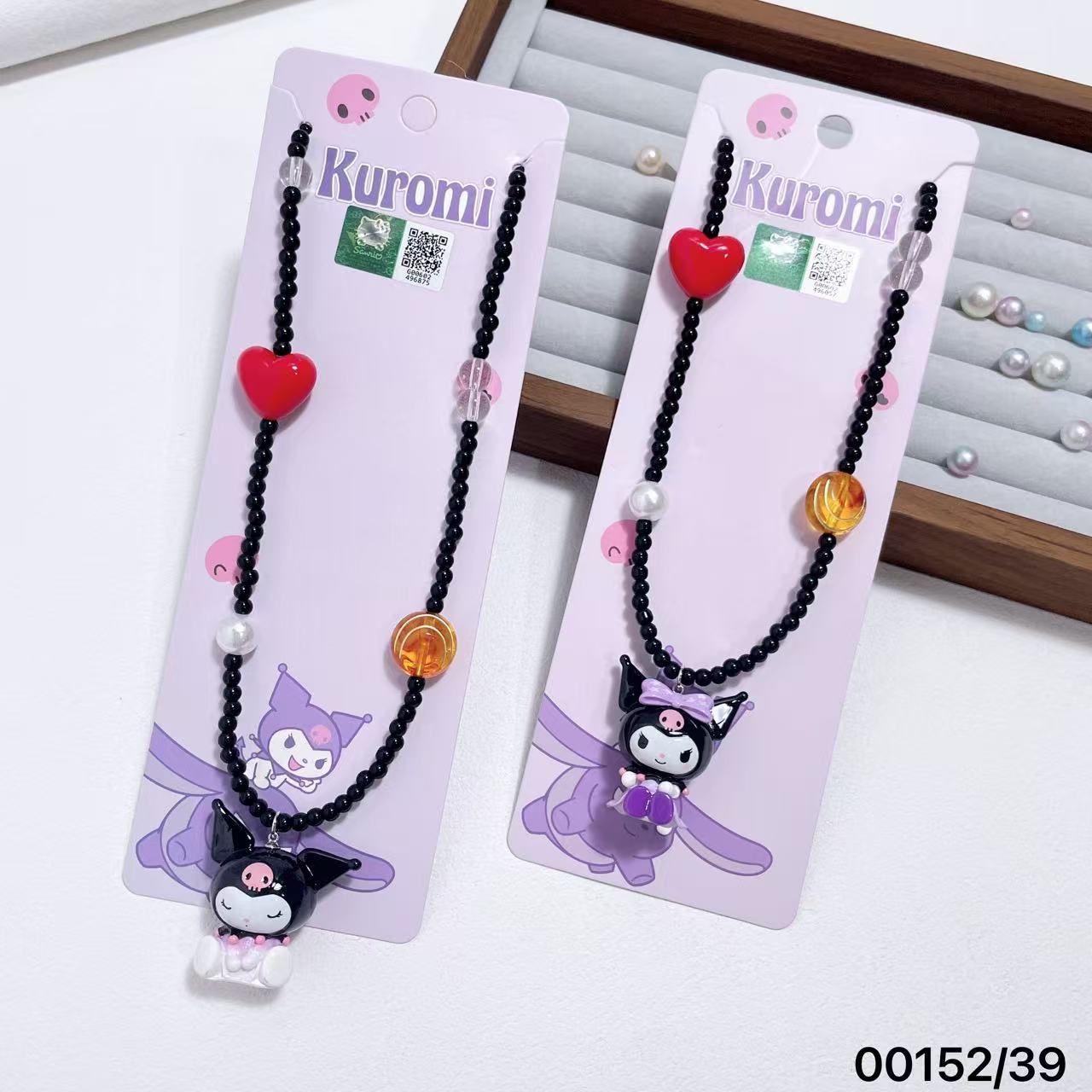 Authentic Sanrio Authorized Original Kuromi Black Beaded Necklace Sweet and Cool Style 00152