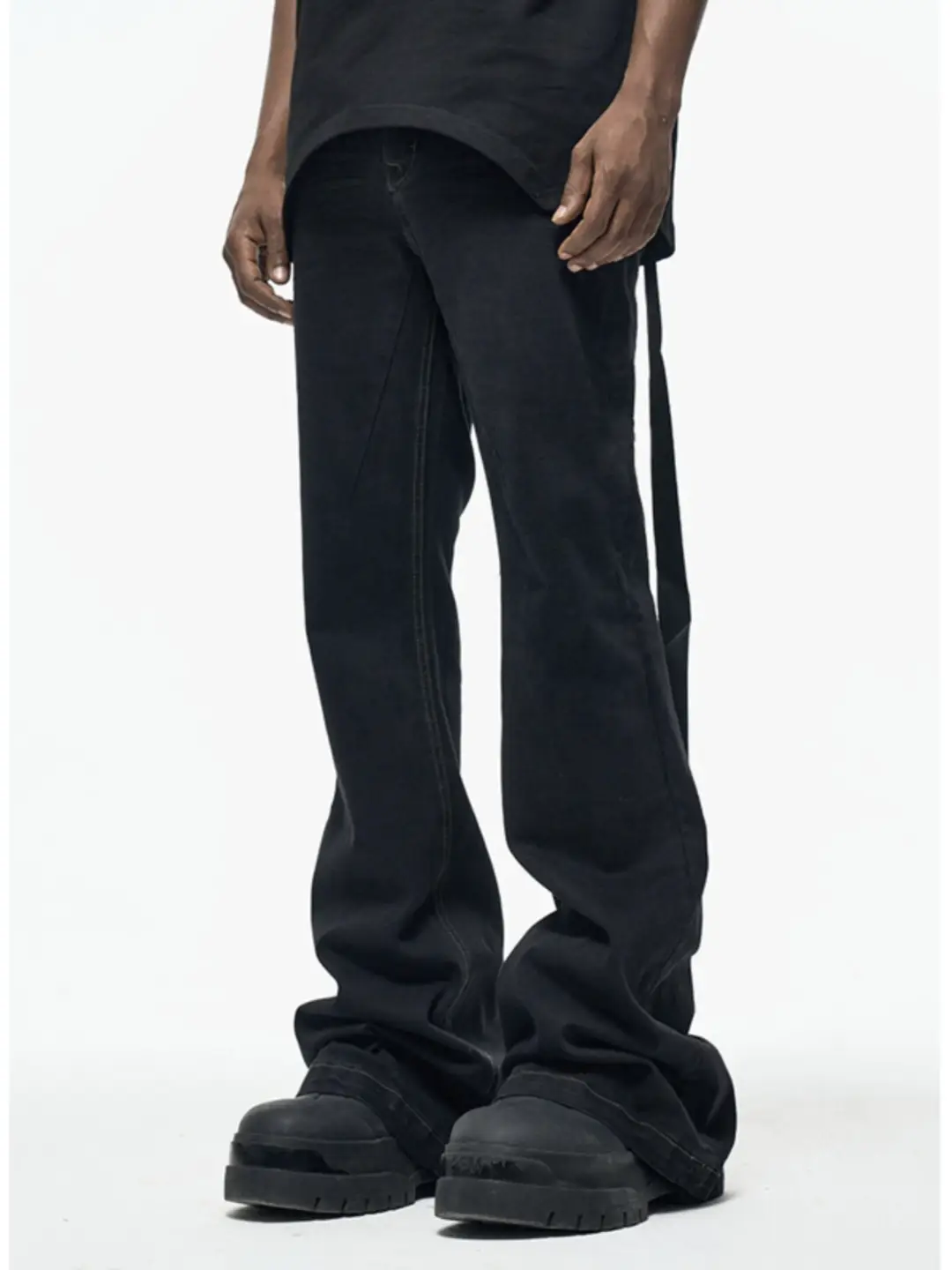 CWHAT high street CLEANFIT micro-stretch casual loose show leg length RO style micro flare jeans men's long pants