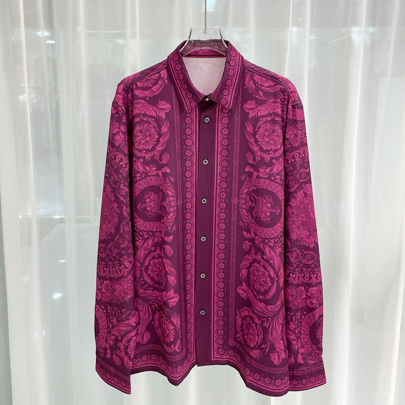 2025 New European and American Cross-Border Export Fashion Youth Popular Direct Spray Digital Printing Men's Long-Sleeved Shirts