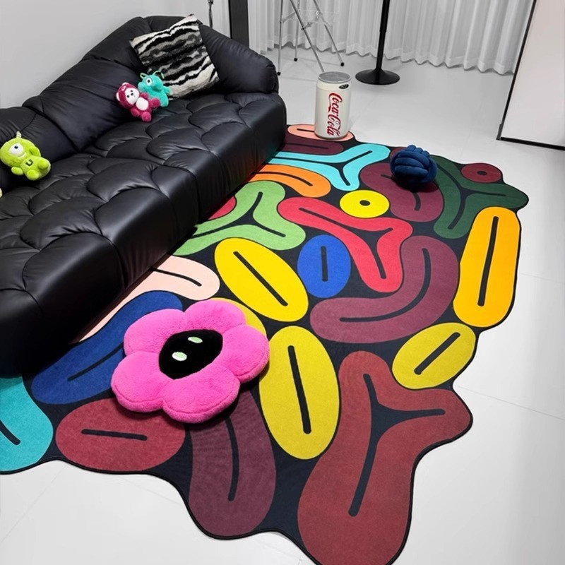 2024 New Fun Color Living Room Carpet Advanced Sense Irregular Creative Dopamine Bedroom Floor Mat Ins Style QC-foto från 1688 på Qualit.ly