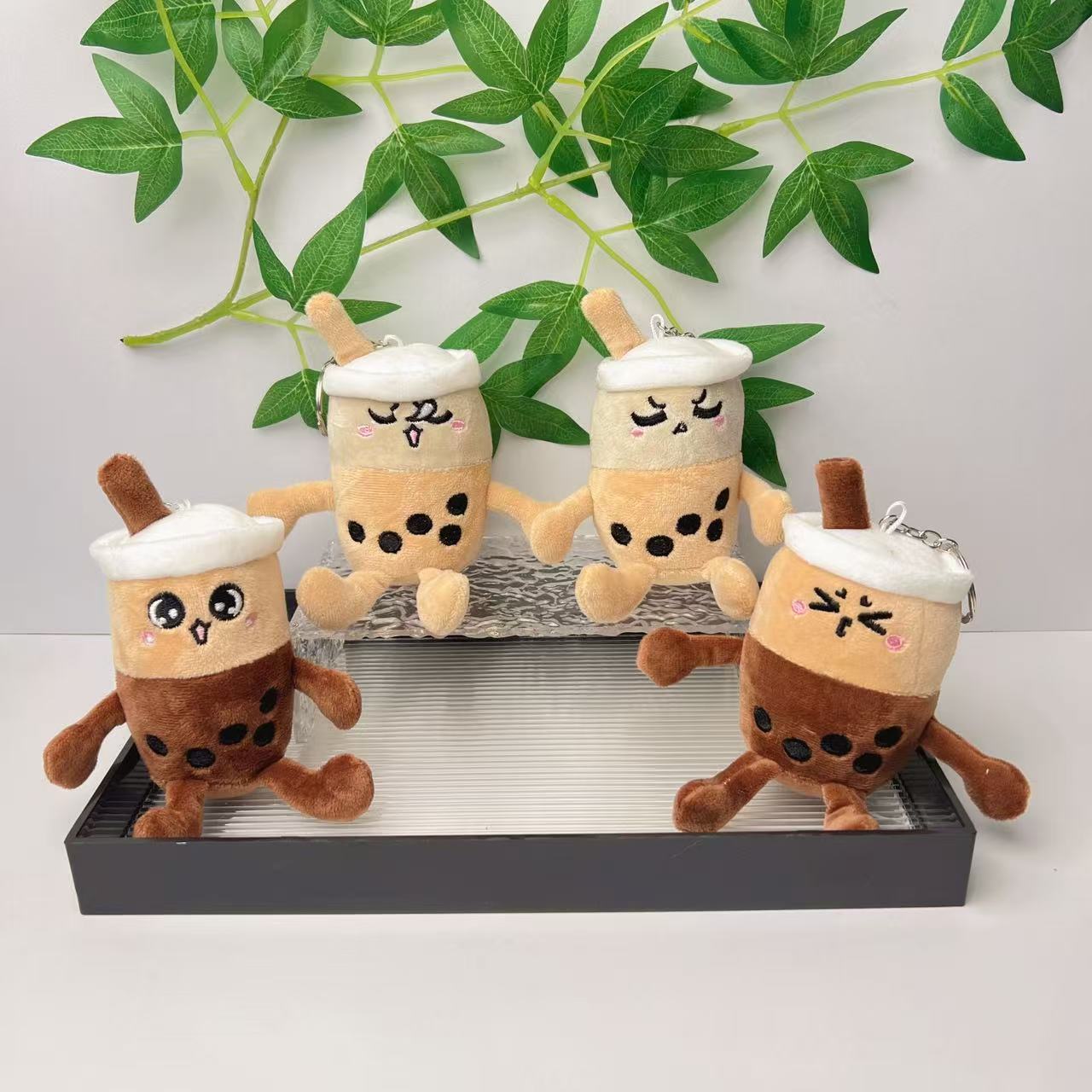 Cross-Border Cartoon Fun Pearl Milk Tea Cup Plush Pendant Doll Simulation Doll Gift Wholesale Keychain School Bag