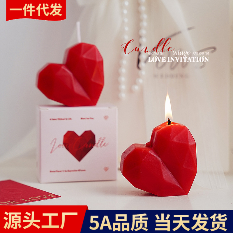 Love Scented Candle Valentine's Day Gift Wedding Souvenir Handmade Heart-Shaped Atmospheric Fragrance Candle Decoration