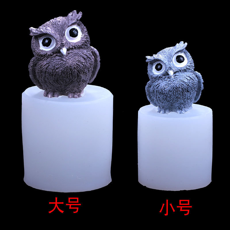 Three-dimensional owl aromatherapy plaster silicone mold candle car aromatherapy decoration manual drop soft silicone mold