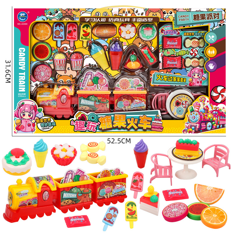 Free shipping children play house candy dessert train party gift suit Girl Kitchen supermarket stall toys