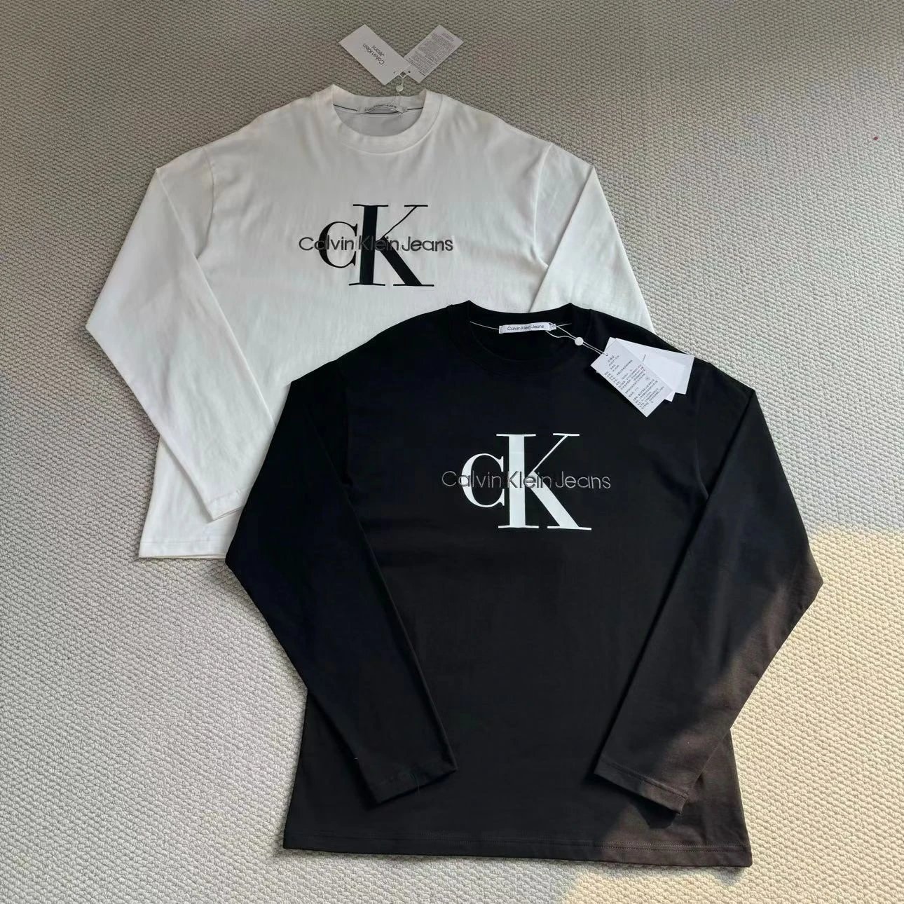 【现货】ck自主长袖大字母打底衫三标齐全重磅280g高g重工厂直发,现货秒发当天发走 看详细图联系客服