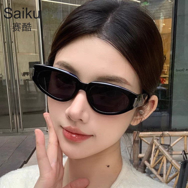 European and American style French fashion cat's eye gm sunglasses women's trendy square round face slimming high-end sunglasses metal accessories men