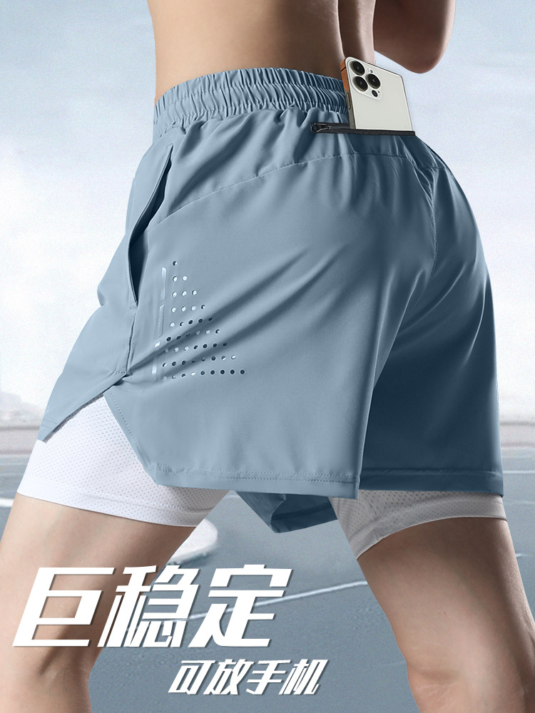 Sports Shorts for Men Running, Special for Mobile Phones, Summer Professional Track and Field Training, Quick-drying Three-quarter Pants, Lined Pants