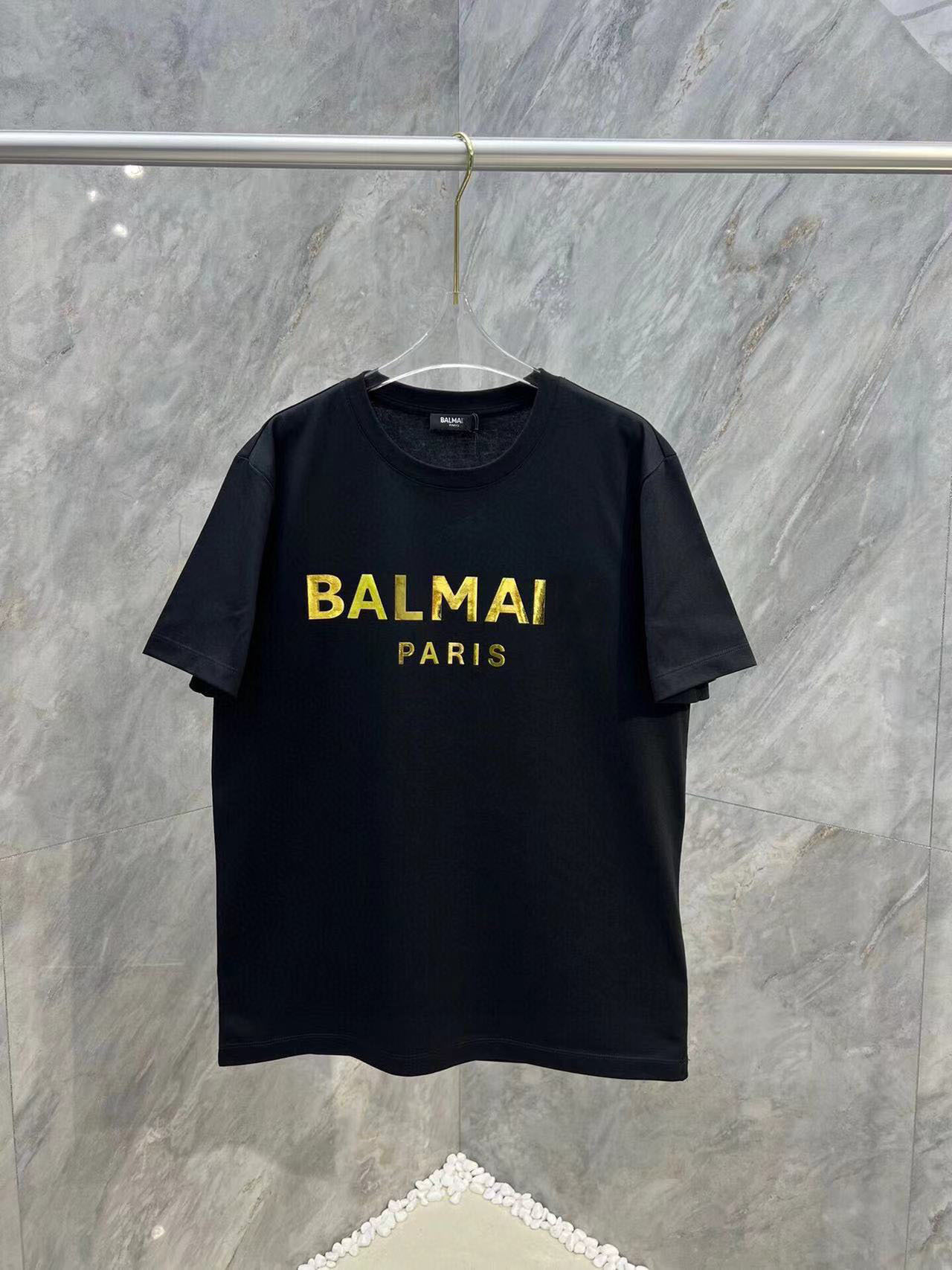 BALMAIN Balmain Spring and Summer New Fashion All-match Round Neck Pullover Short-sleeved T-shirt Letter Printed Unisex