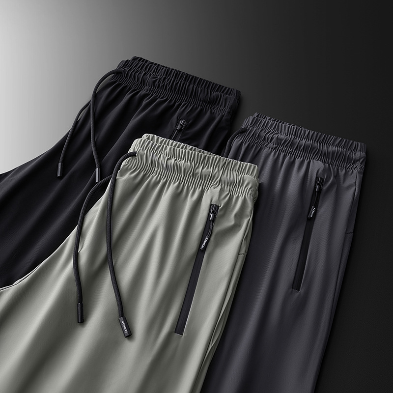 Stretch Sports Pants Men's Pants Summer Thin plus size Ice Silk Pants Straight Quick-drying Casual Breathable Quick-drying Trousers Men's