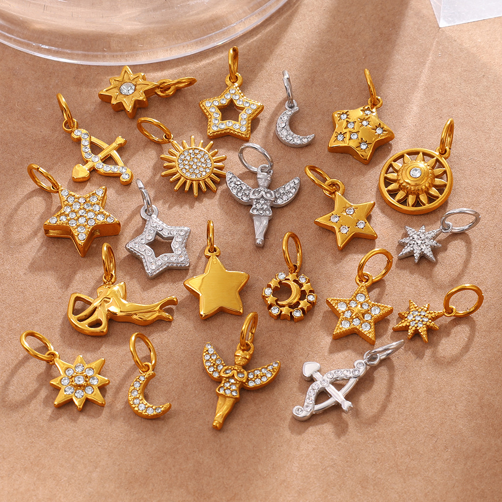 European and American Cross-Border High-End Star and Moon Angel Pendant with Sparkling Diamonds and Sun and Arrow Design Jewelry Accessories