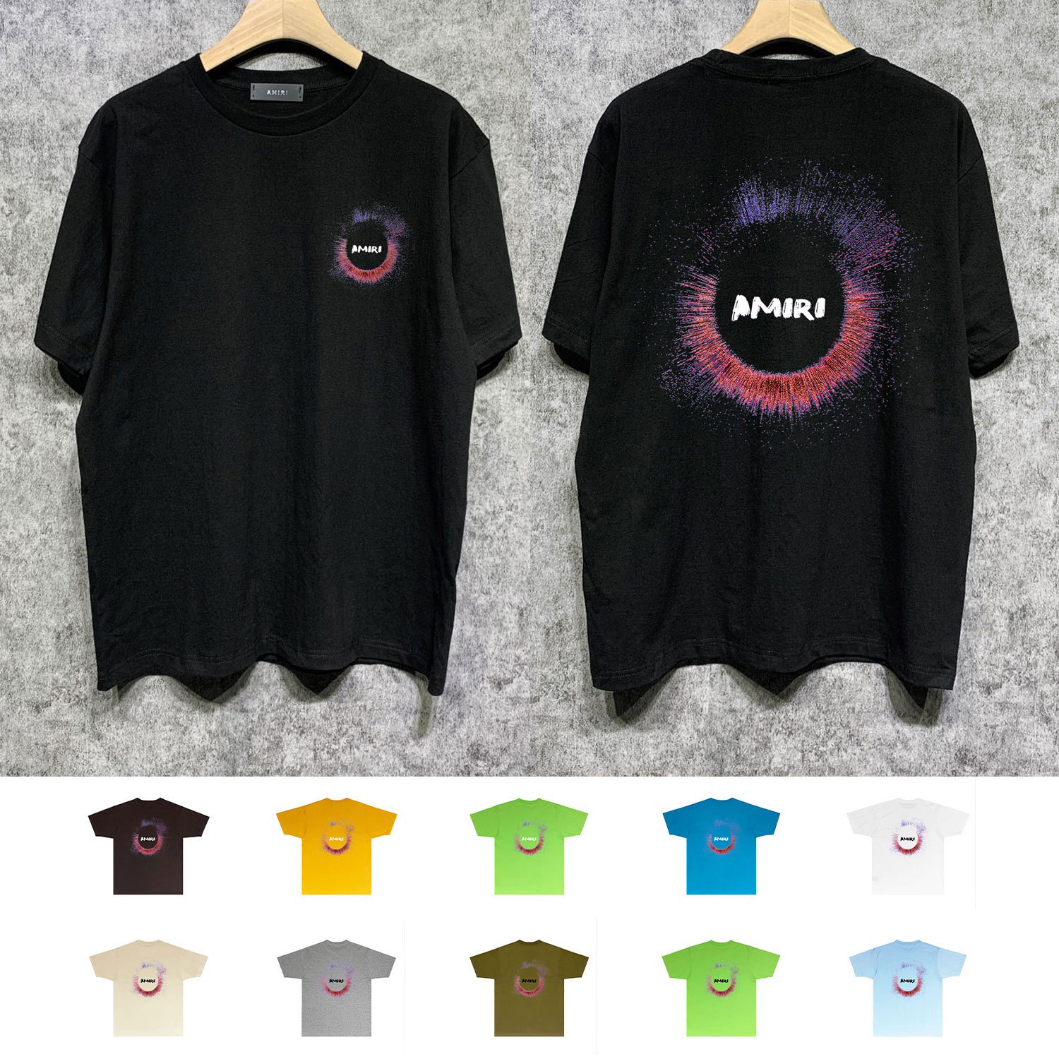 Amiri European and American Trendy Brand Amir1 American High Street New Men's Summer Printed Casual Short-Sleeved T-Shirt