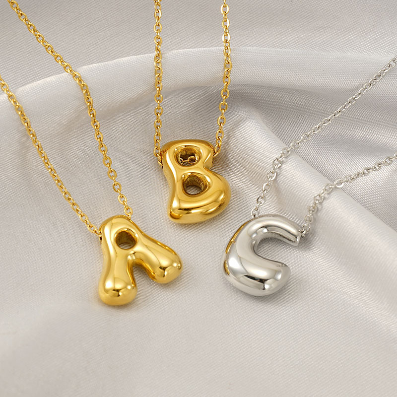 Cross-border explosions cartoon bubble 26 English letter necklace classic personality Joker titanium steel clavicle chain jewelry women